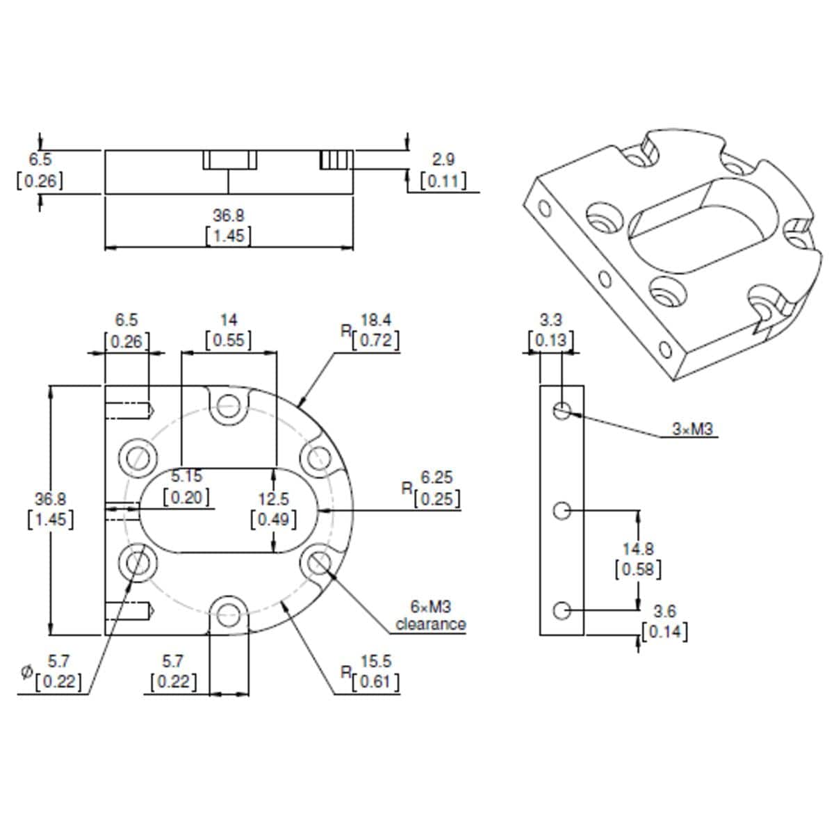 Pololu Machined Aluminum Bracket for 37D Metal Gearmotors - The Pi Hut