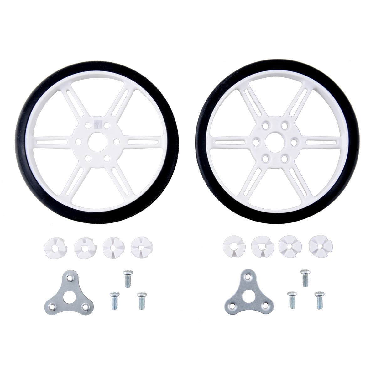 Pololu Multi-Hub Wheel w/Inserts for 3mm/4mm Shafts - 80x10mm White (2-Pack) - The Pi Hut