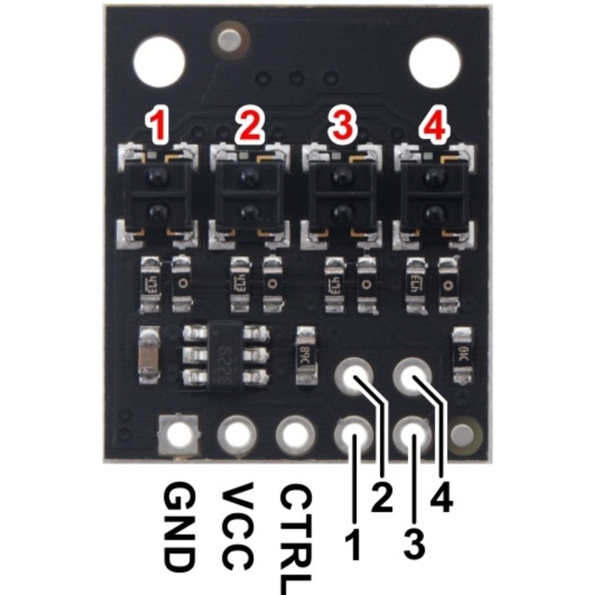 Pololu QTRX-HD-04A Reflectance Sensor Array: 4-Channel; 4mm Pitch; Analog - The Pi Hut