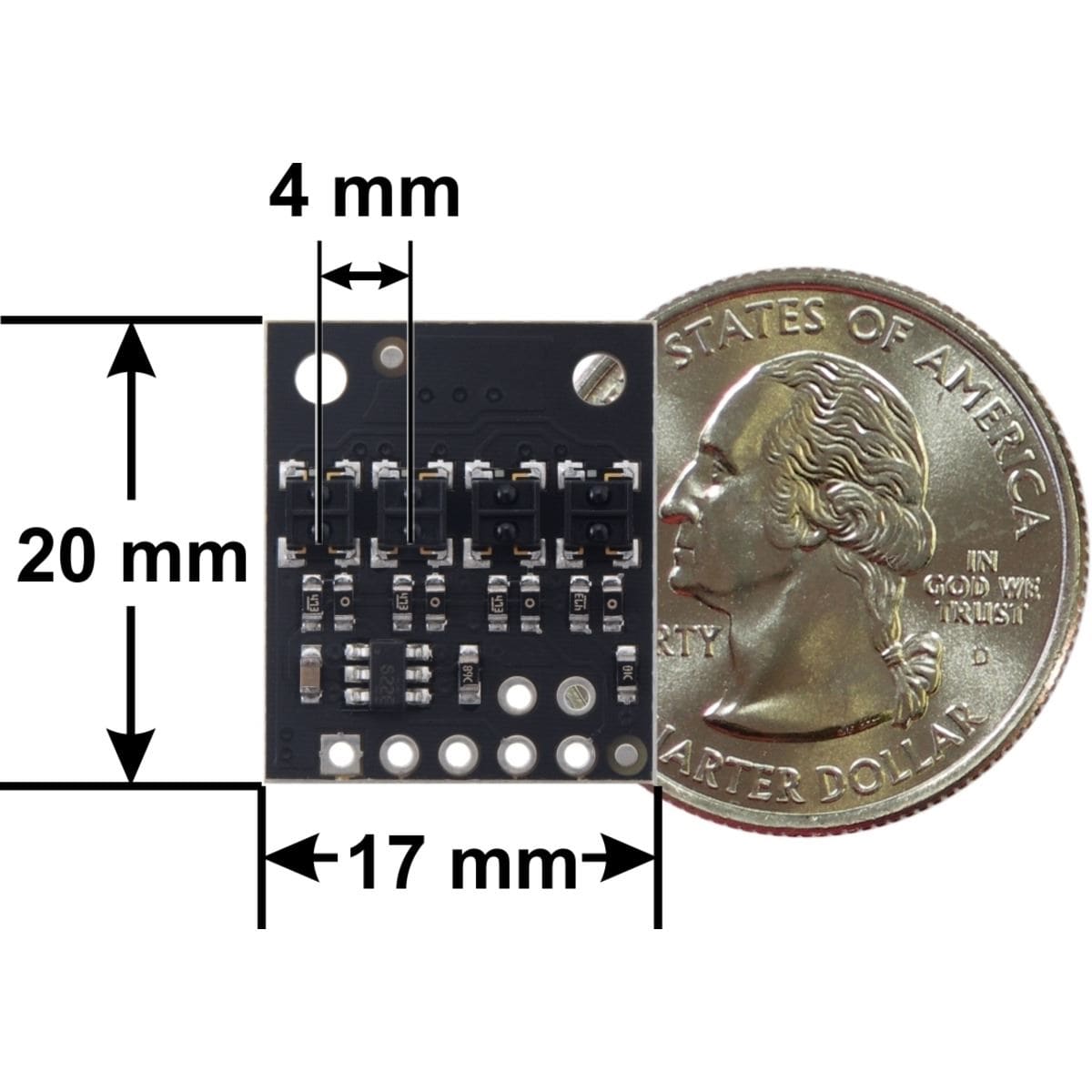 Pololu QTRX-HD-04A Reflectance Sensor Array: 4-Channel; 4mm Pitch; Analog - The Pi Hut