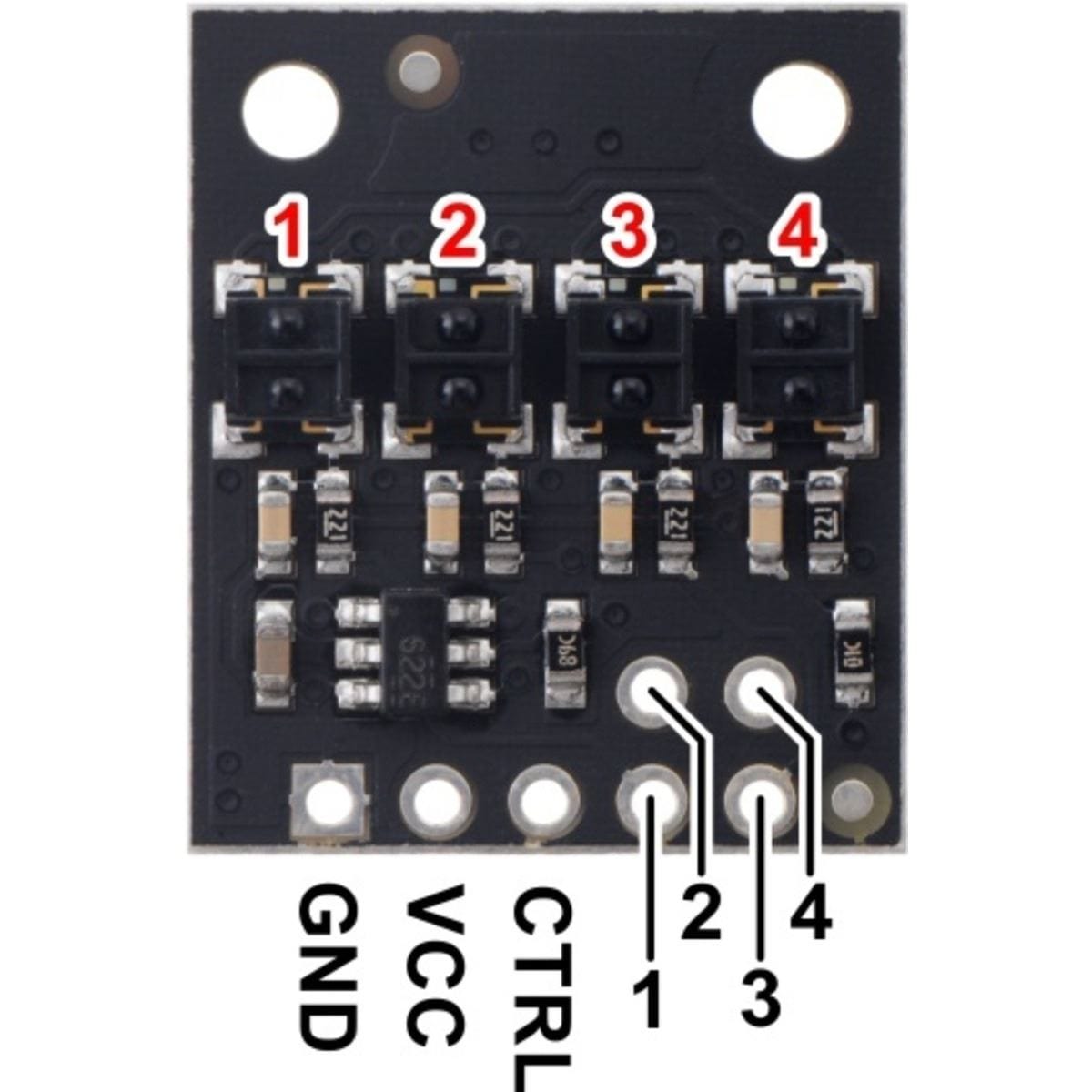 Pololu QTRX-HD-04RC Reflectance Sensor Array: 4-Channel, 4mm Pitch, RC - The Pi Hut