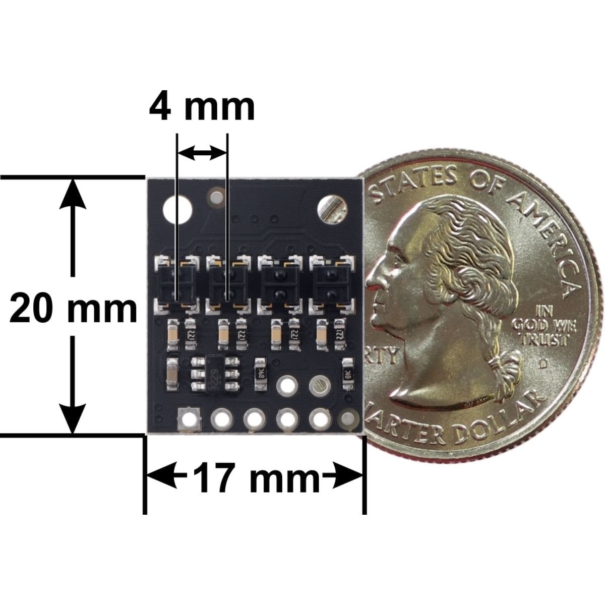 Pololu QTRX-HD-04RC Reflectance Sensor Array: 4-Channel, 4mm Pitch, RC - The Pi Hut