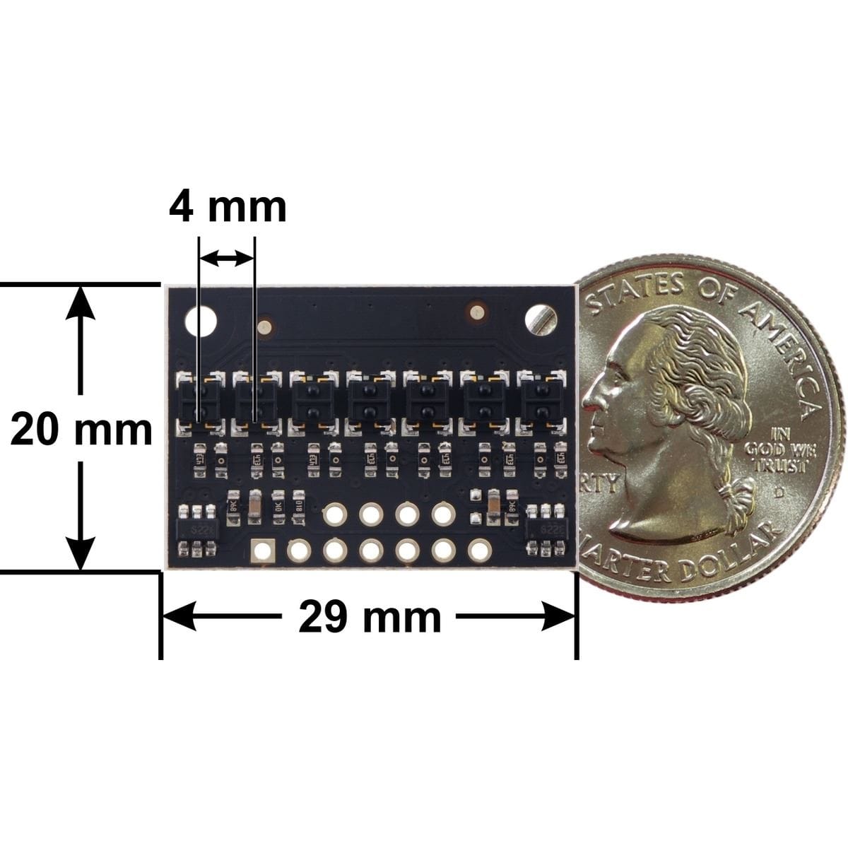 Pololu QTRX-HD-07A Reflectance Sensor Array: 7-Channel; 4mm Pitch; Analog - The Pi Hut