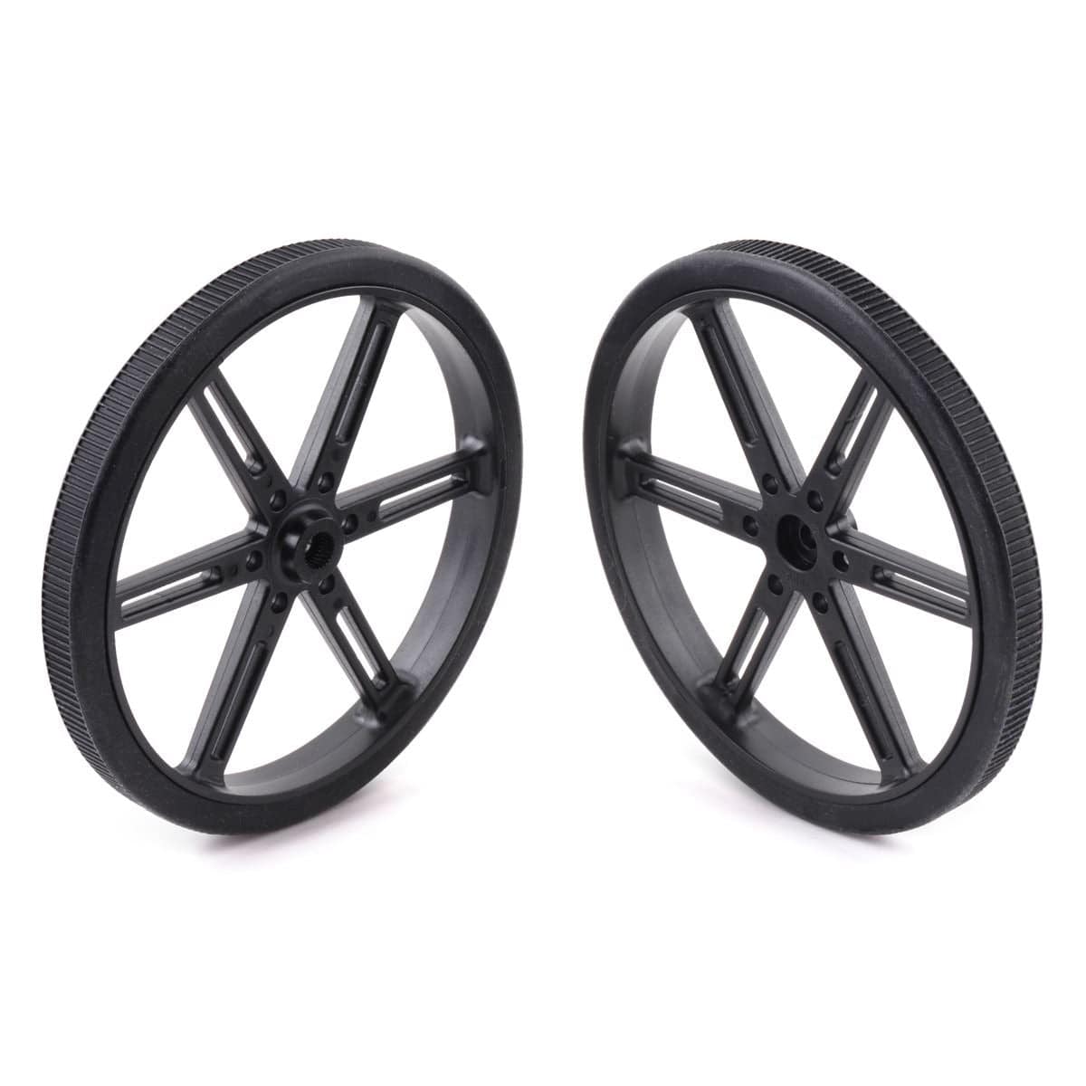 Pololu Wheel Pair for Standard Servo Splines (25T, 5.8mm) - 90×10mm, Black - The Pi Hut