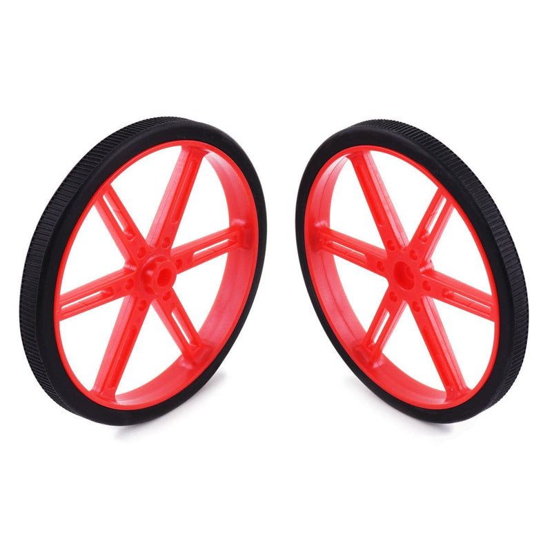 Pololu Wheel Pair for Standard Servo Splines (25T, 5.8mm) - 90×10mm, Red - The Pi Hut