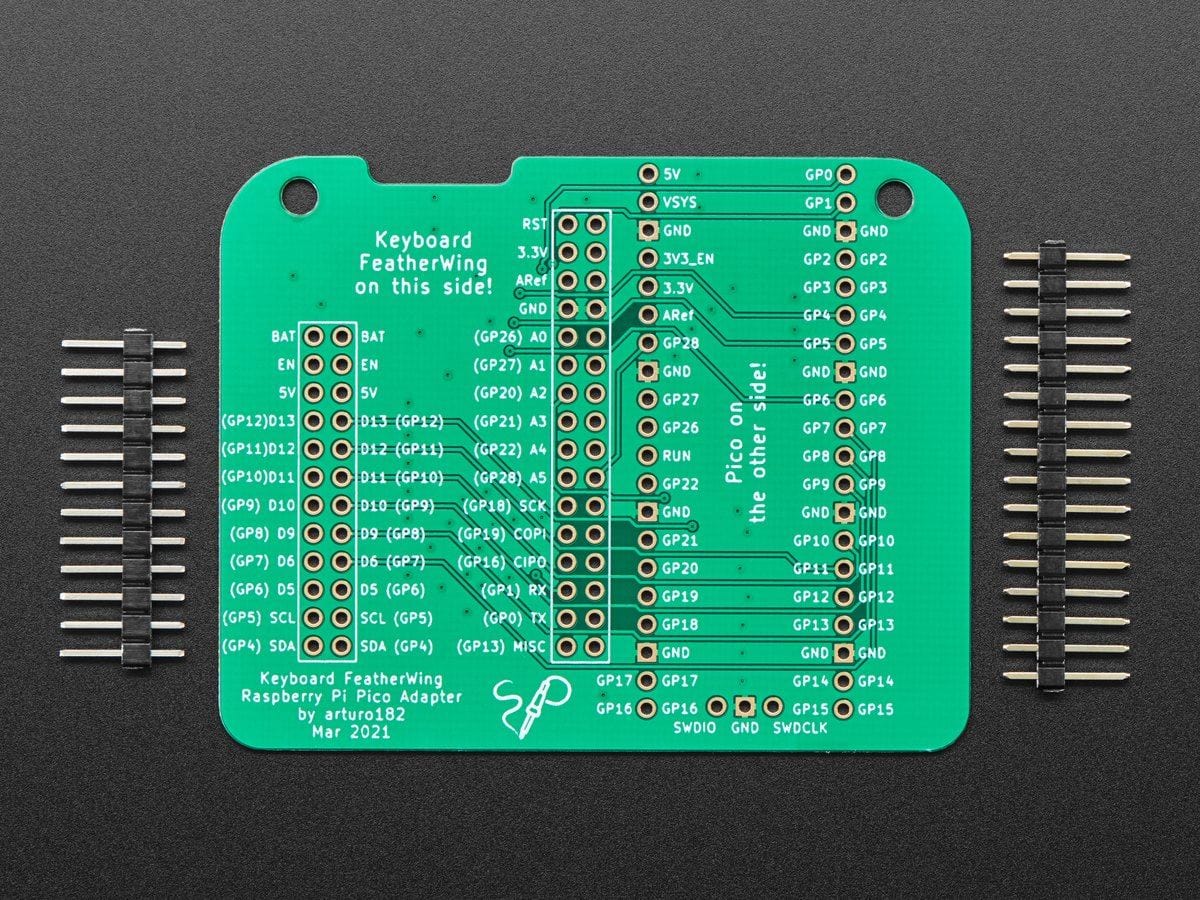 Raspberry Pi Pico Adapter PCB for Keyboard FeatherWing - The Pi Hut