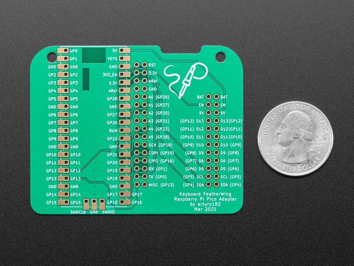 Raspberry Pi Pico Adapter PCB for Keyboard FeatherWing - The Pi Hut