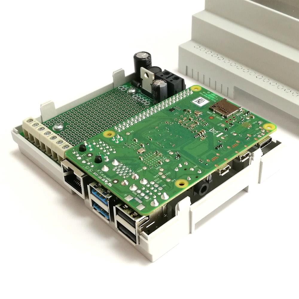 RasPiBox - Raspberry Pi 4 Prototyping DIN Rail Case (inc. 5V regulator) - The Pi Hut