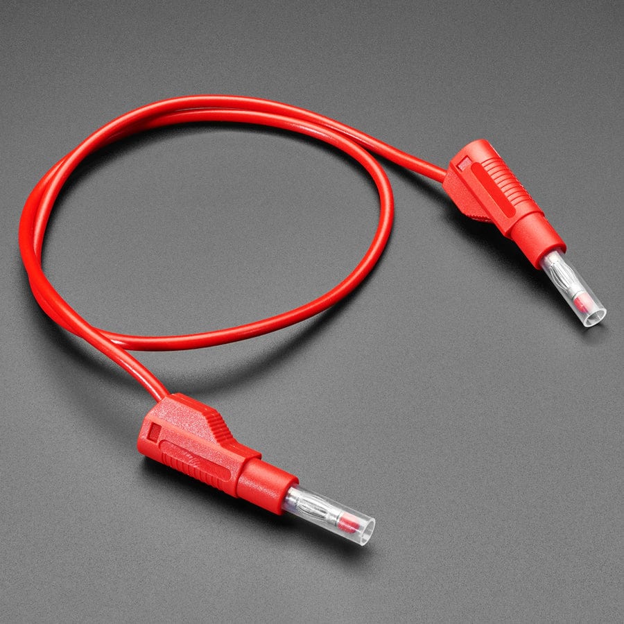 Retractable Stacking Banana Plug Cable - Red 0.5m - The Pi Hut