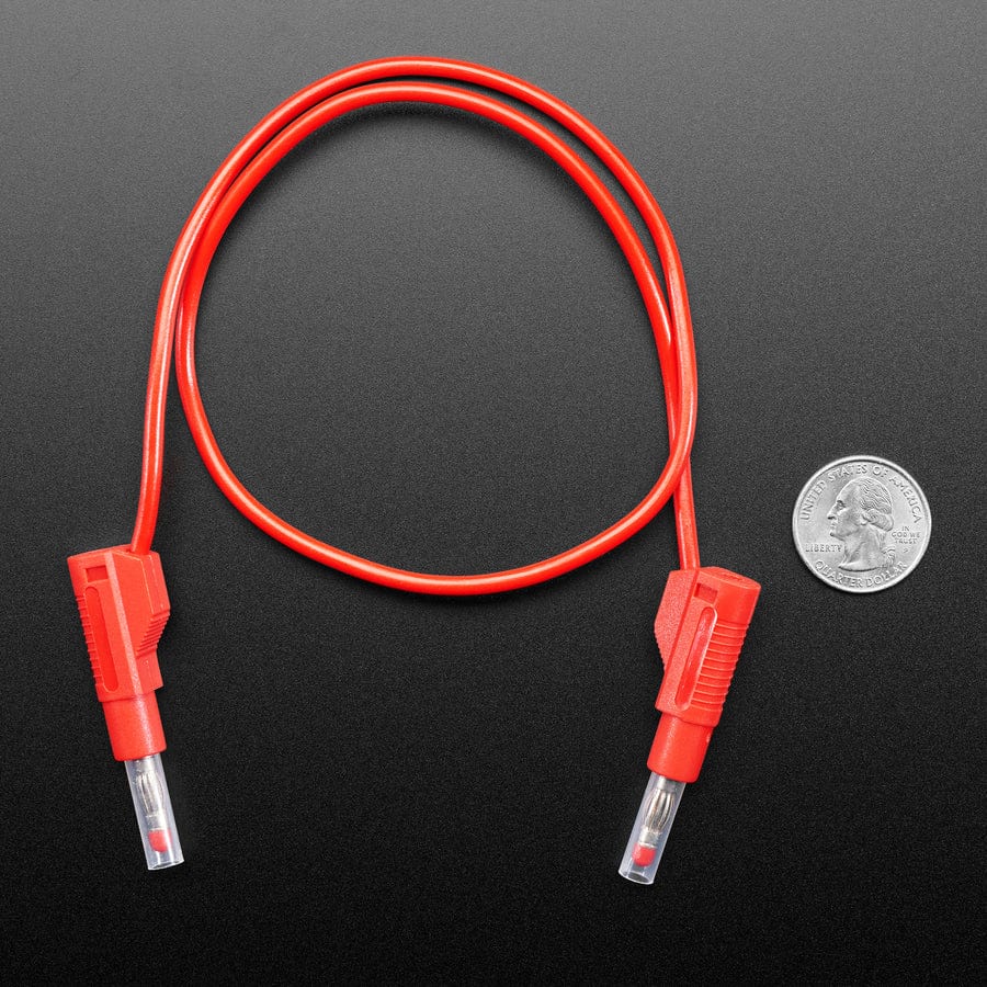 Retractable Stacking Banana Plug Cable - Red 0.5m - The Pi Hut