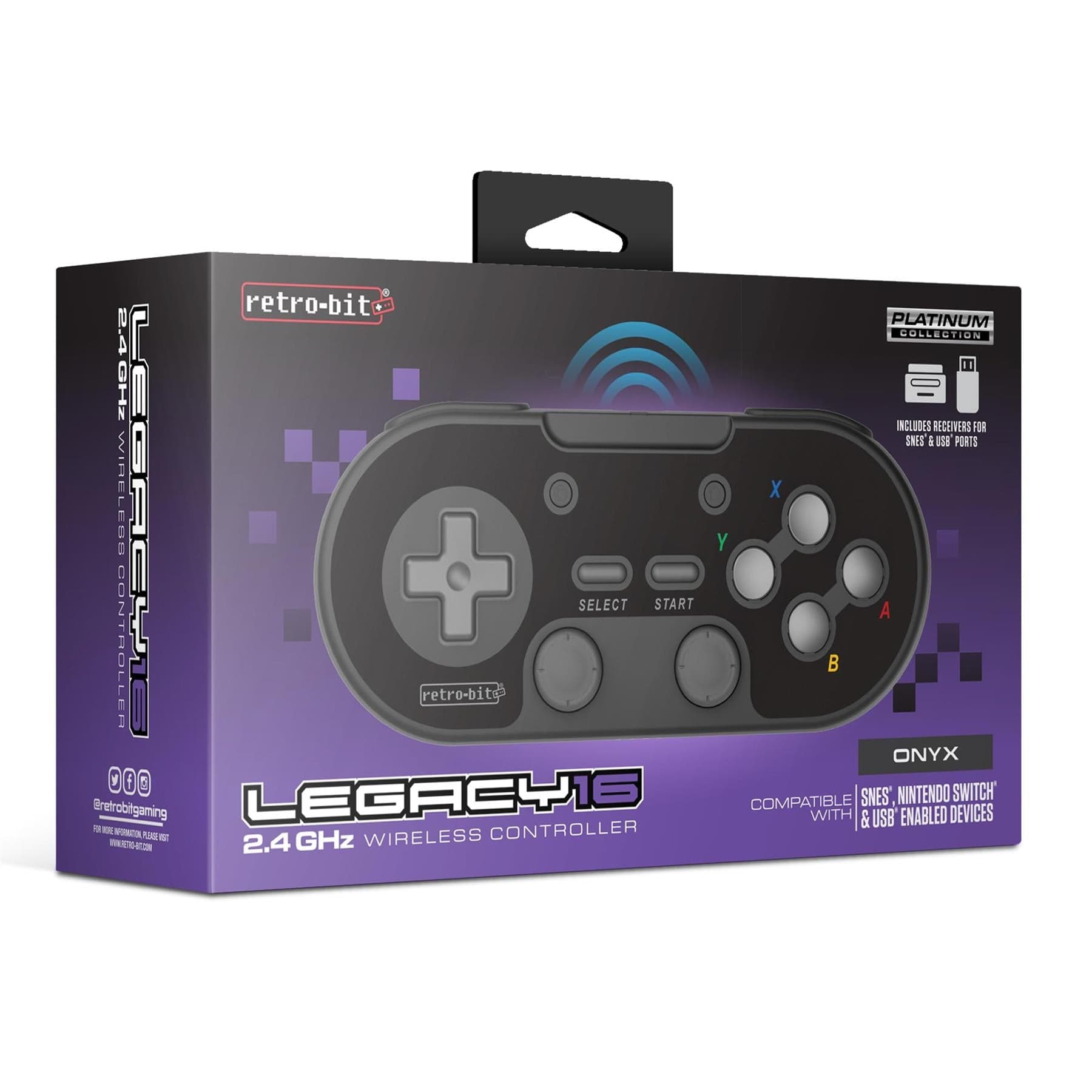 Retro-Bit Legacy16 2.4GHz Wireless Controller - Onyx - The Pi Hut