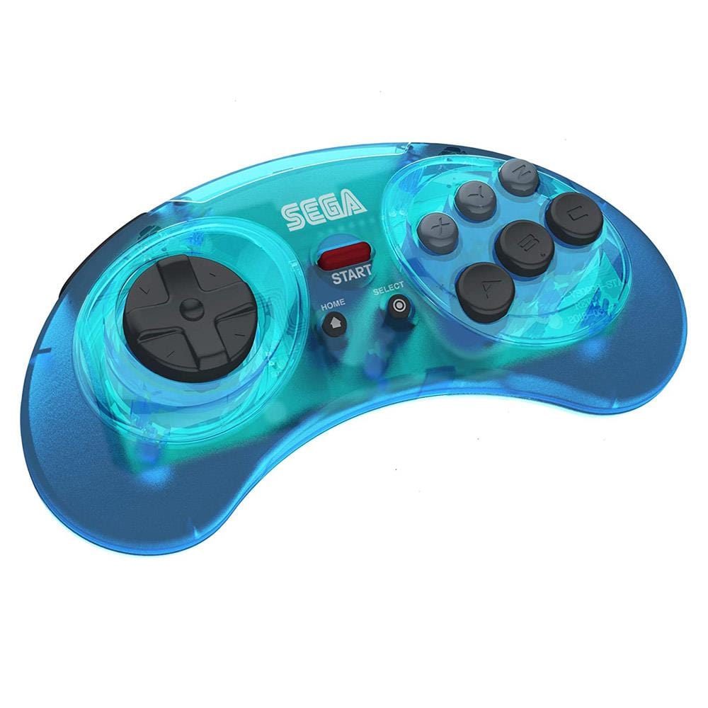 Retro-Bit Official SEGA Mega Drive 8-Button 2.4Ghz Wireless Arcade Pad - Blue - The Pi Hut