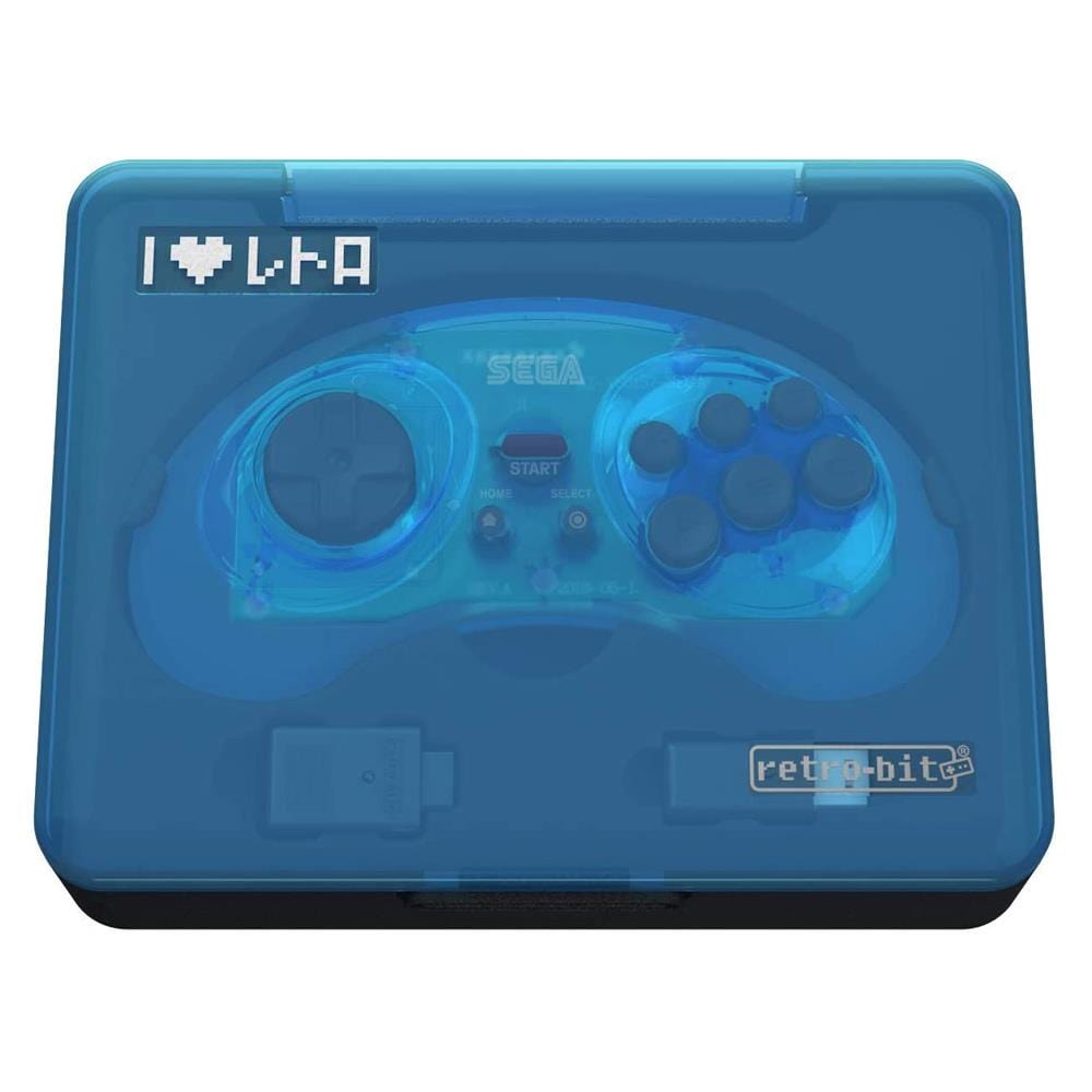 Retro-Bit Official SEGA Mega Drive 8-Button 2.4Ghz Wireless Arcade Pad - Blue - The Pi Hut