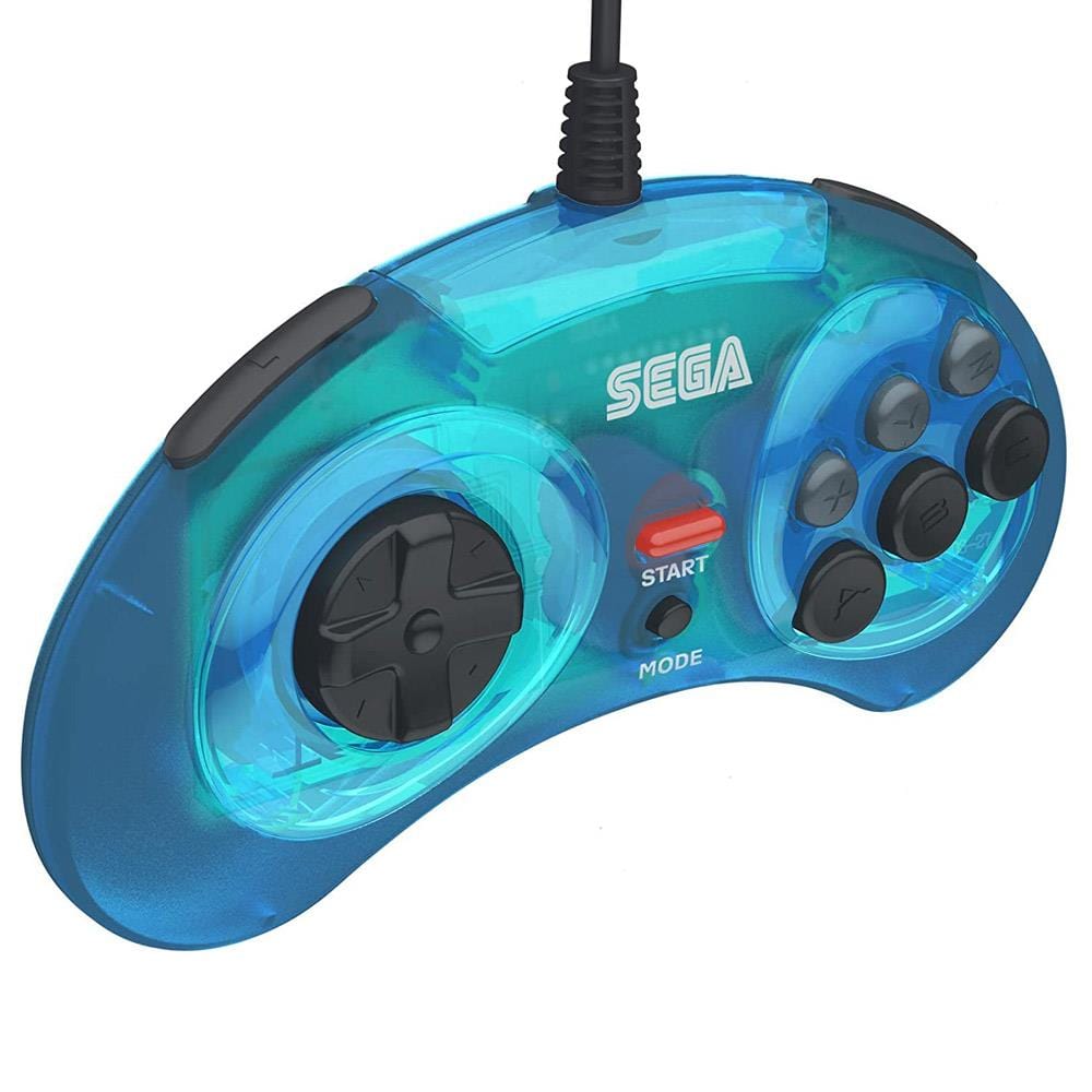 Retro-Bit Official SEGA Mega Drive 8-Button USB Arcade Pad - Blue - The Pi Hut