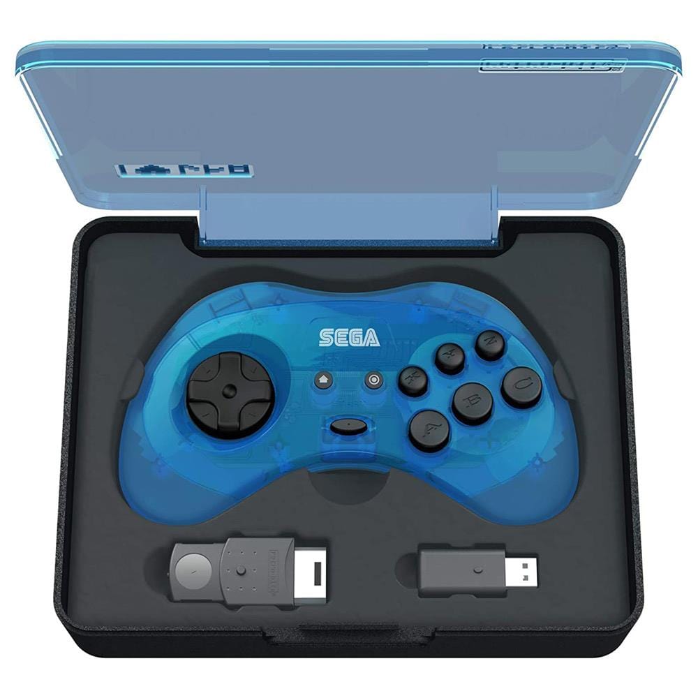 Retro-Bit Official SEGA Saturn 8-Button 2.4Ghz Wireless Arcade Pad - Blue - The Pi Hut