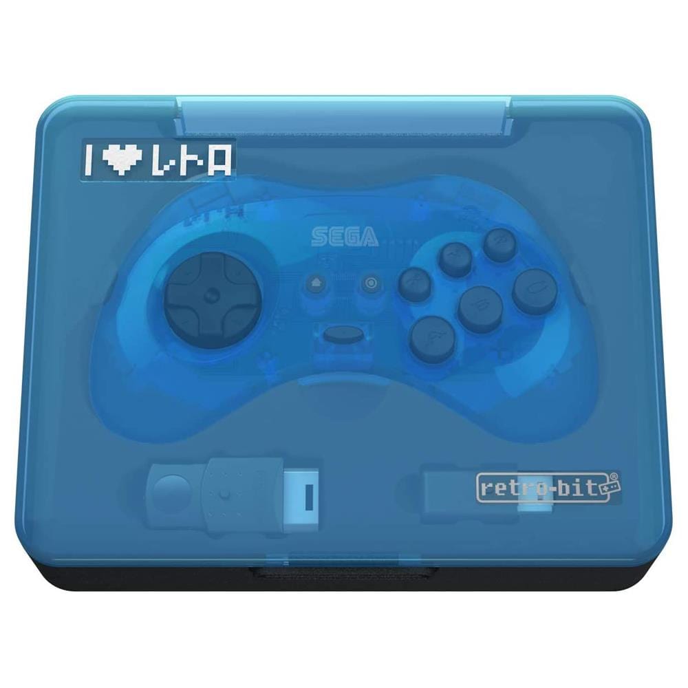 Retro-Bit Official SEGA Saturn 8-Button 2.4Ghz Wireless Arcade Pad - Blue - The Pi Hut