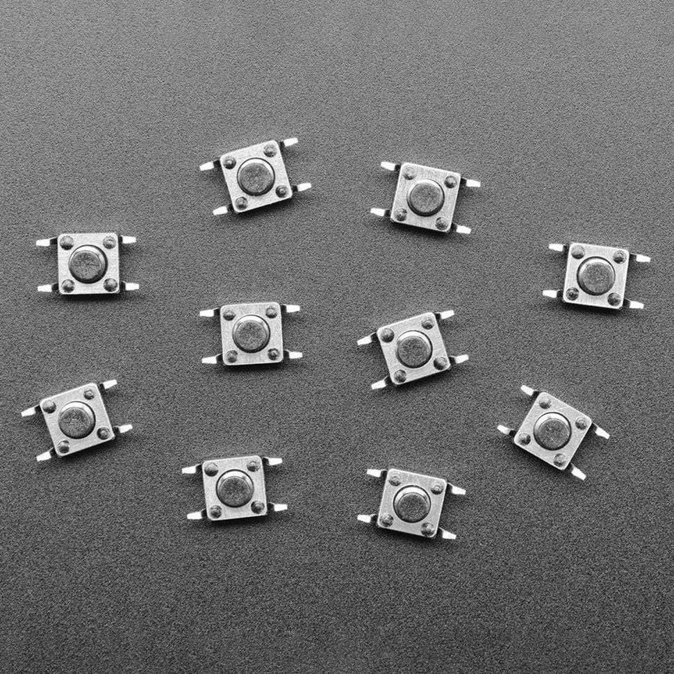 Reverse Mount Tactile Switch Buttons - 6mm Square - 10 Pack - The Pi Hut