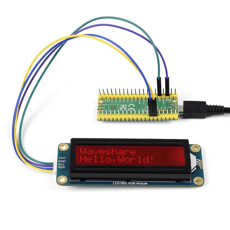 RGB 16x2 LCD Display (I2C, 3.3V/5V) - The Pi Hut