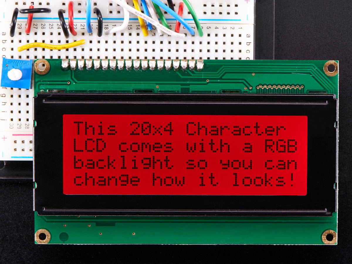 RGB backlight positive LCD 20x4 + extras - The Pi Hut