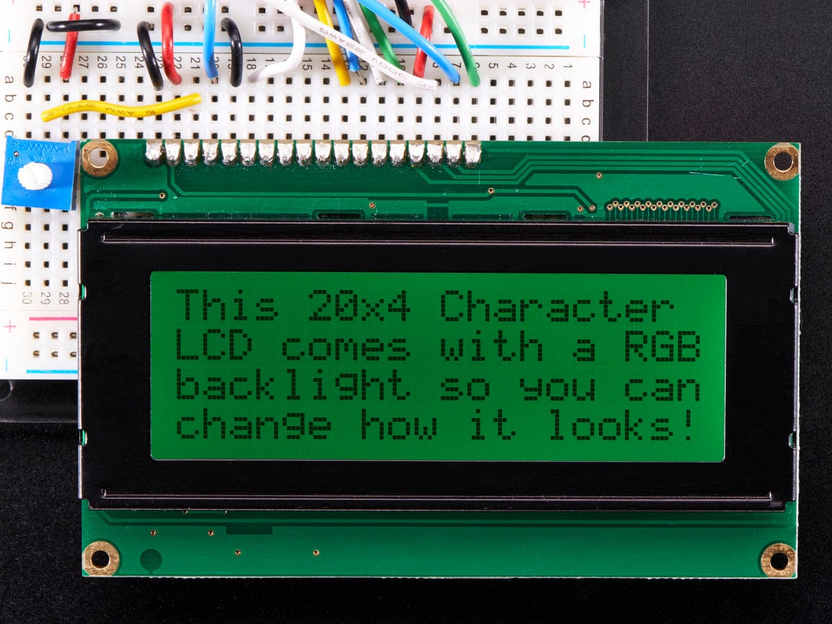 RGB backlight positive LCD 20x4 + extras - The Pi Hut