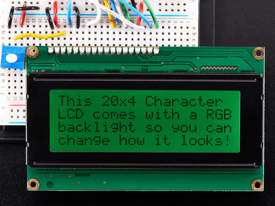 RGB backlight positive LCD 20x4 + extras (black on RGB) - The Pi Hut