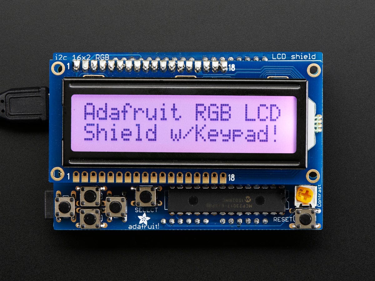 RGB LCD Shield Kit w/ 16x2 Character Display - Only 2 pins used! - The Pi Hut