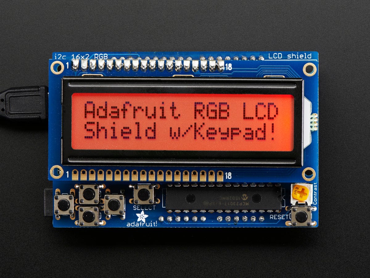 RGB LCD Shield Kit w/ 16x2 Character Display - Only 2 pins used! - The Pi Hut