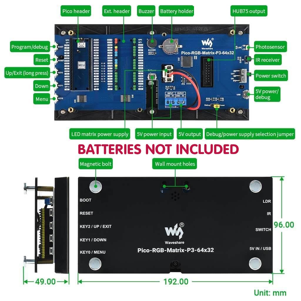 RGB LED Matrix for Raspberry Pi Pico (64x32) - The Pi Hut