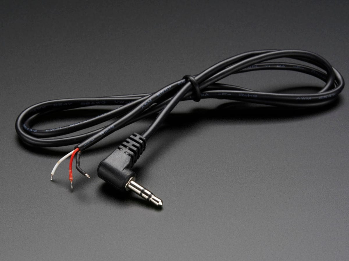 Right-Angle 3.5mm Stereo Plug to Pigtail Cable - The Pi Hut