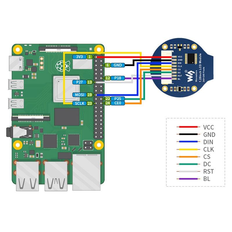 Round 1.28" LCD Display Module (240x240 IPS 65K RGB) - The Pi Hut