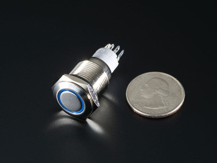 Rugged Metal On/Off Switch with Blue LED Ring (16mm Blue On/Off) - The ...