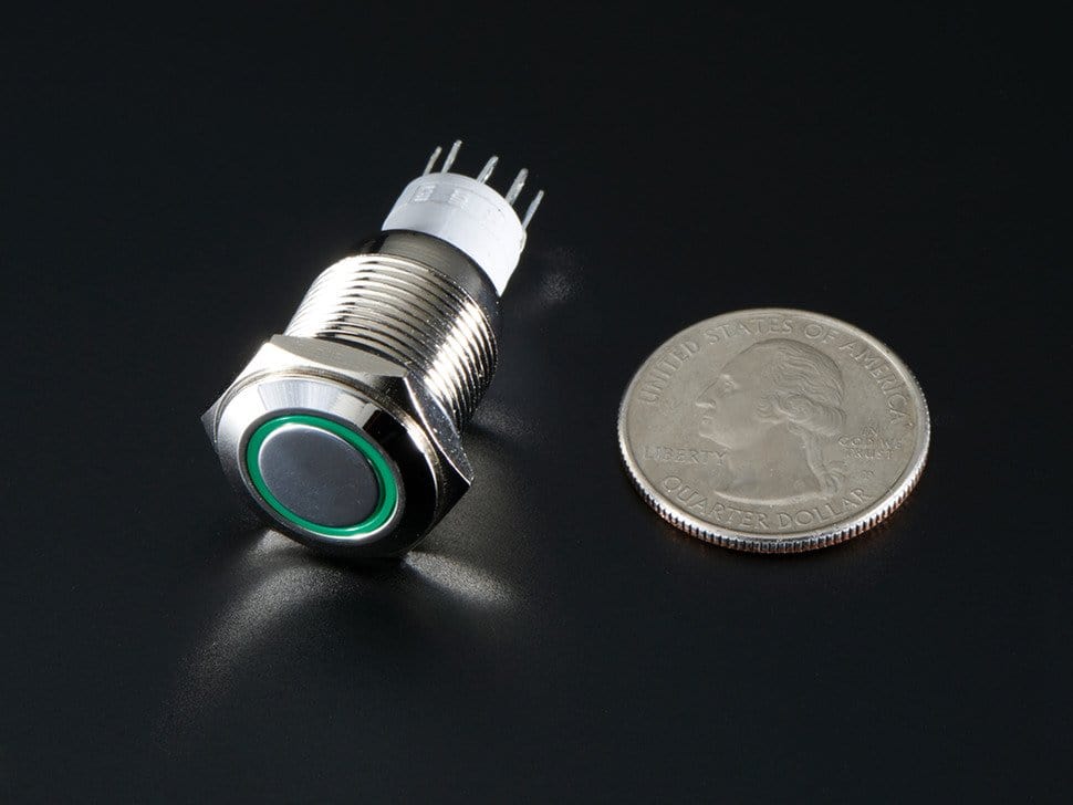 Rugged Metal On/Off Switch with Green LED Ring - The Pi Hut