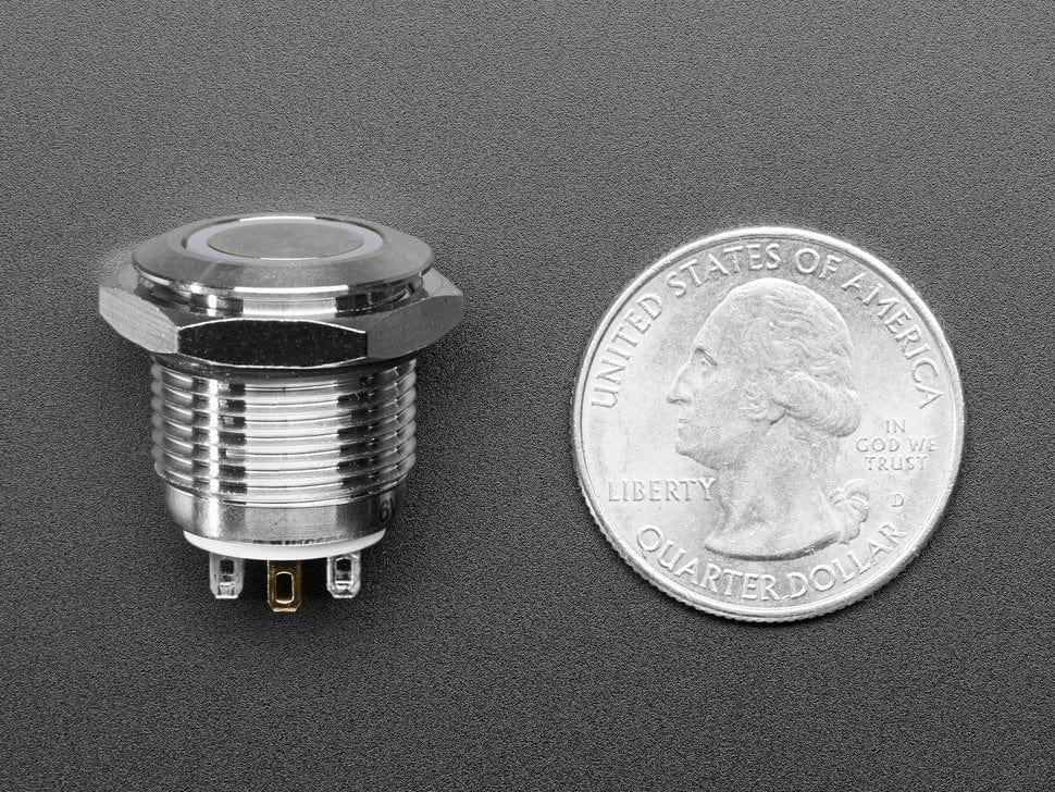 Rugged Metal Pushbutton - 16mm 6V RGB Momentary - The Pi Hut