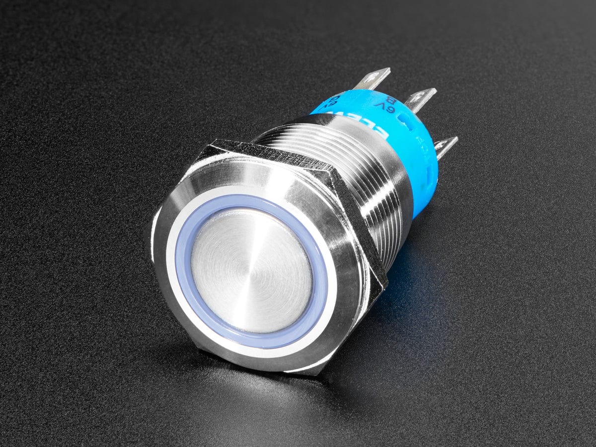 Rugged Metal Pushbutton - 19mm 6V RGB Momentary - The Pi Hut