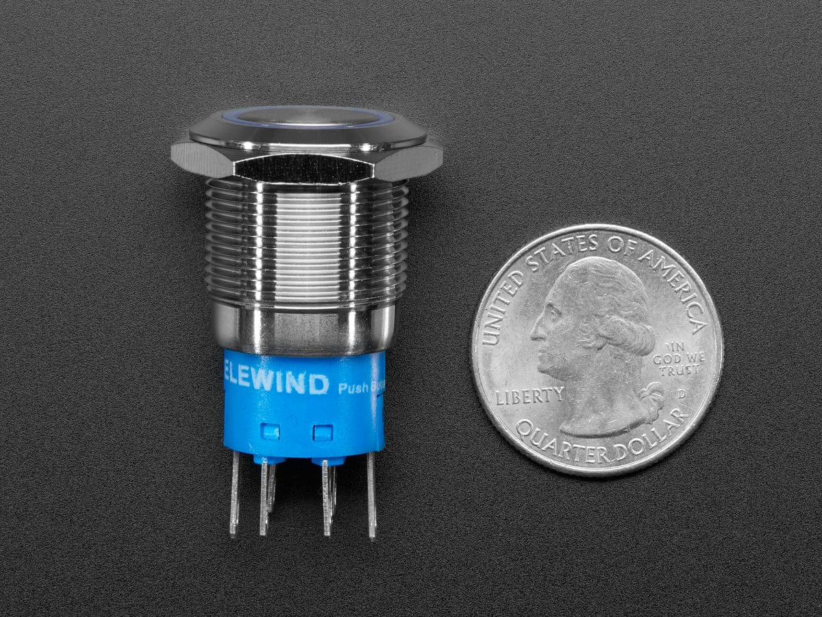 Rugged Metal Pushbutton - 19mm 6V RGB Momentary - The Pi Hut