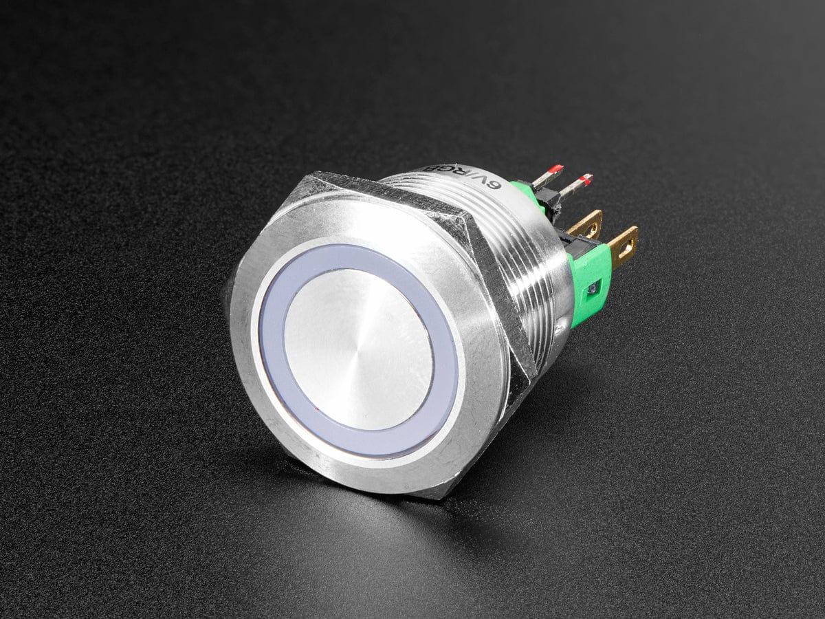 Rugged Metal Pushbutton - 22mm 6V RGB Momentary - The Pi Hut