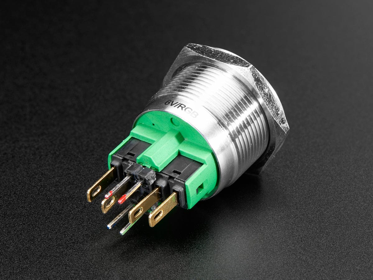 Rugged Metal Pushbutton - 22mm 6V RGB Momentary - The Pi Hut