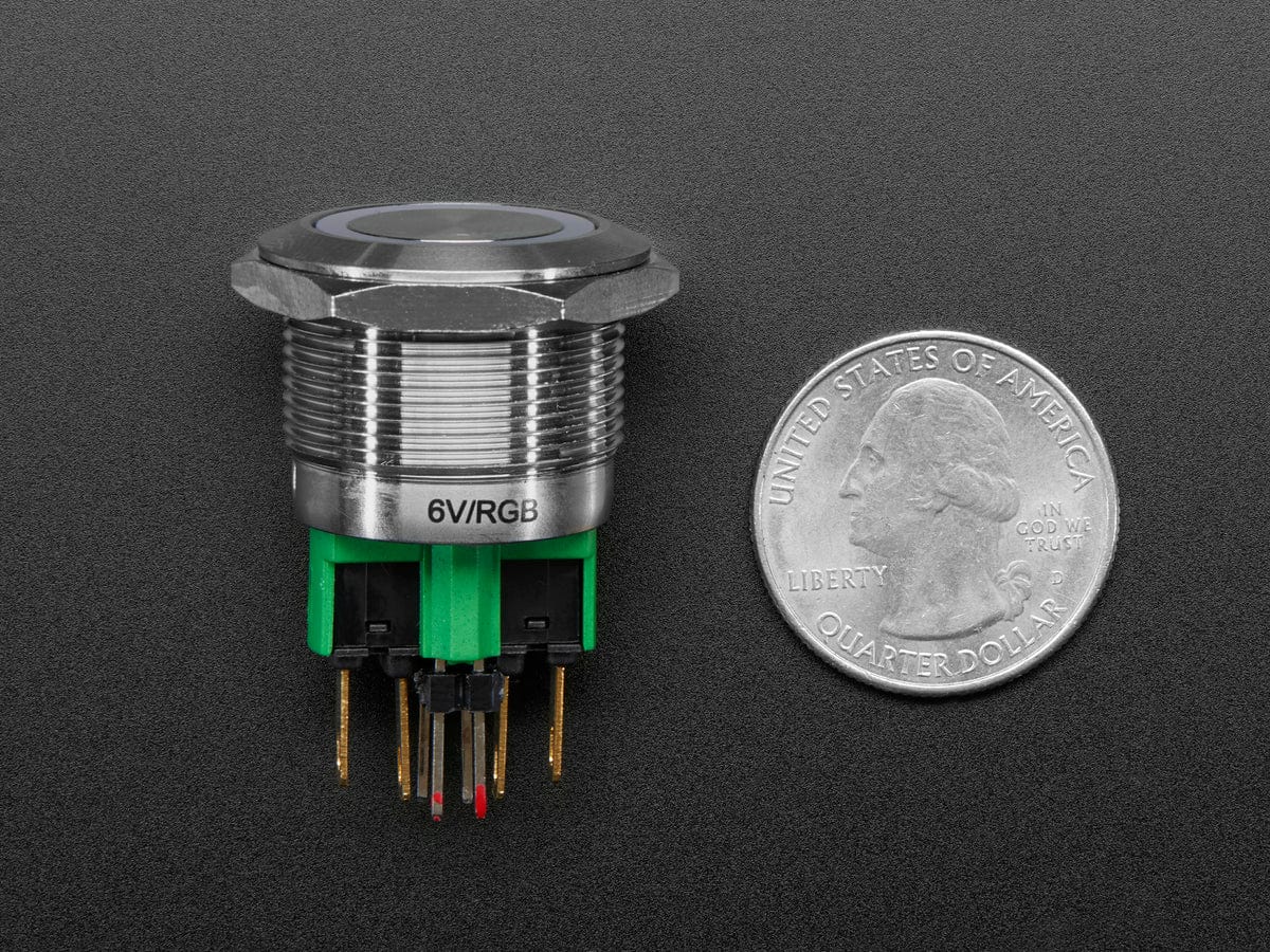 Rugged Metal Pushbutton - 22mm 6V RGB Momentary - The Pi Hut