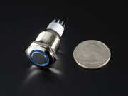 Rugged Metal Pushbutton with Blue LED Ring - The Pi Hut