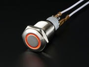 Rugged Metal Pushbutton with Red LED Ring - The Pi Hut