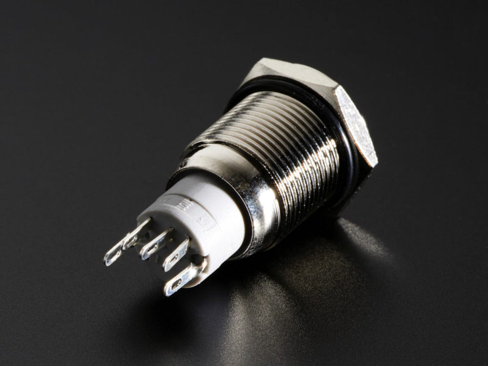 Rugged Metal Pushbutton with White LED Ring - The Pi Hut