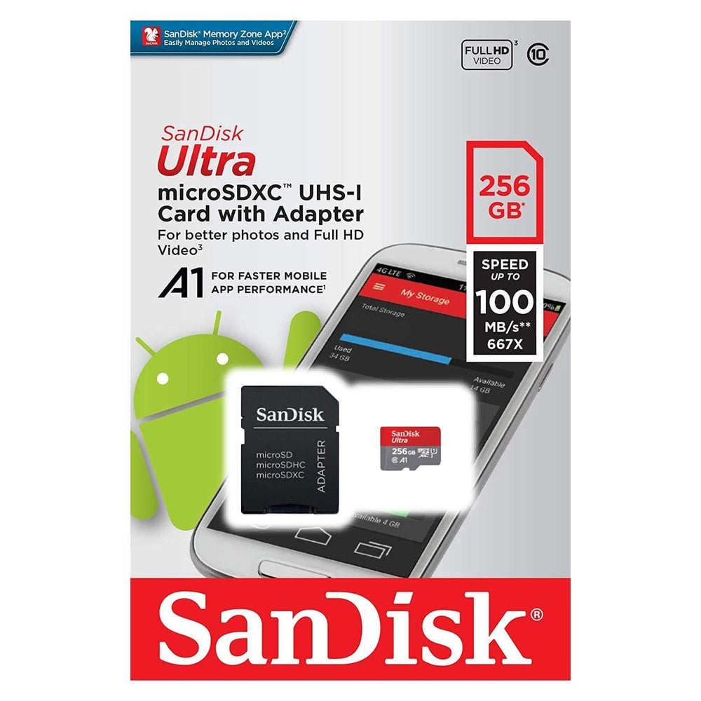 SanDisk Ultra 256GB MicroSD Card (Class 10 A1) - The Pi Hut