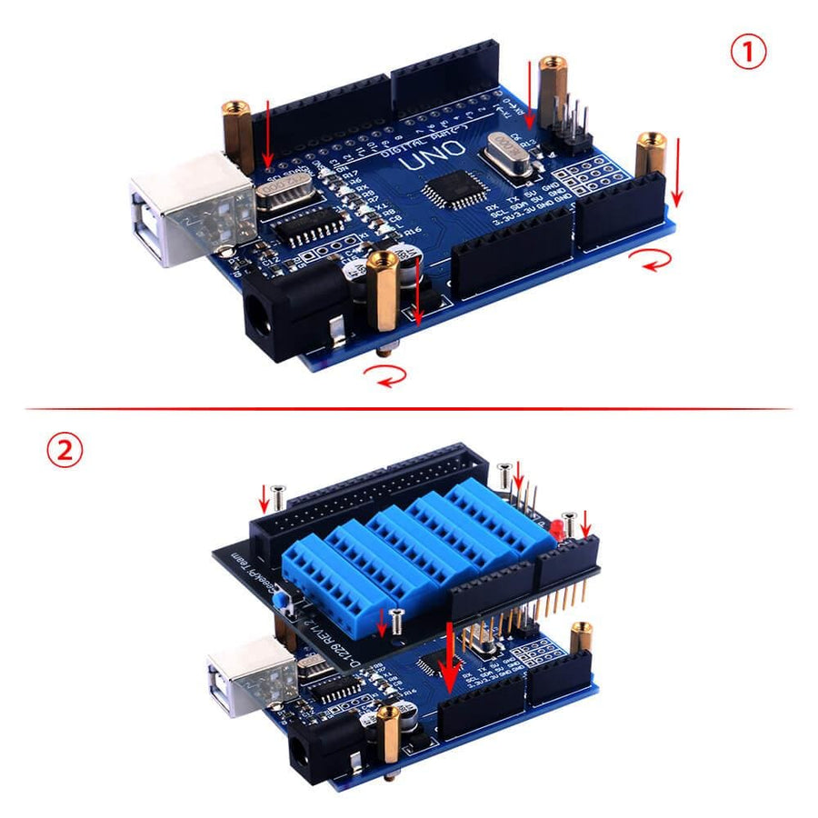 Pin Screw Arduino Screw Terminal Shield for Arduino UNO - The Pi Hut