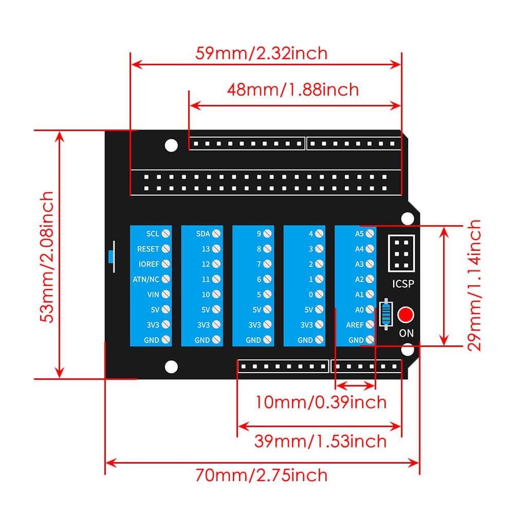 Screw Terminal Shield for Arduino UNO - The Pi Hut