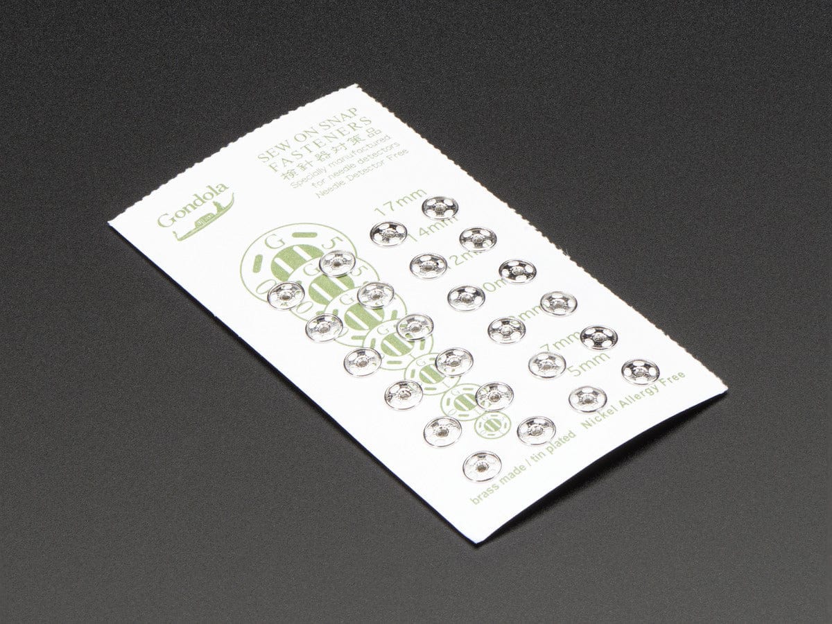 Sewable Snaps - 5mm Diameter - Card of 24 - The Pi Hut