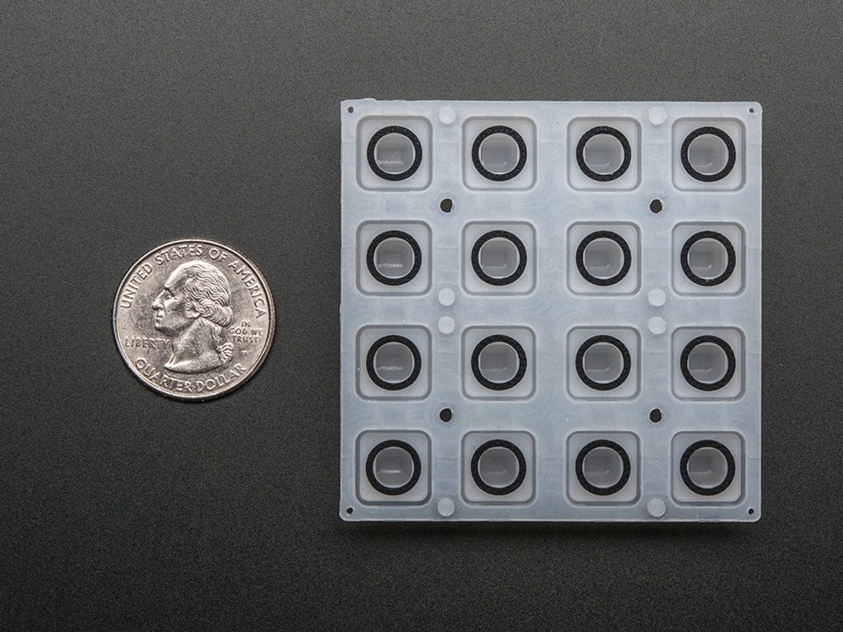 Silicone Elastomer 4x4 Button Keypad - for 3mm LEDs - The Pi Hut