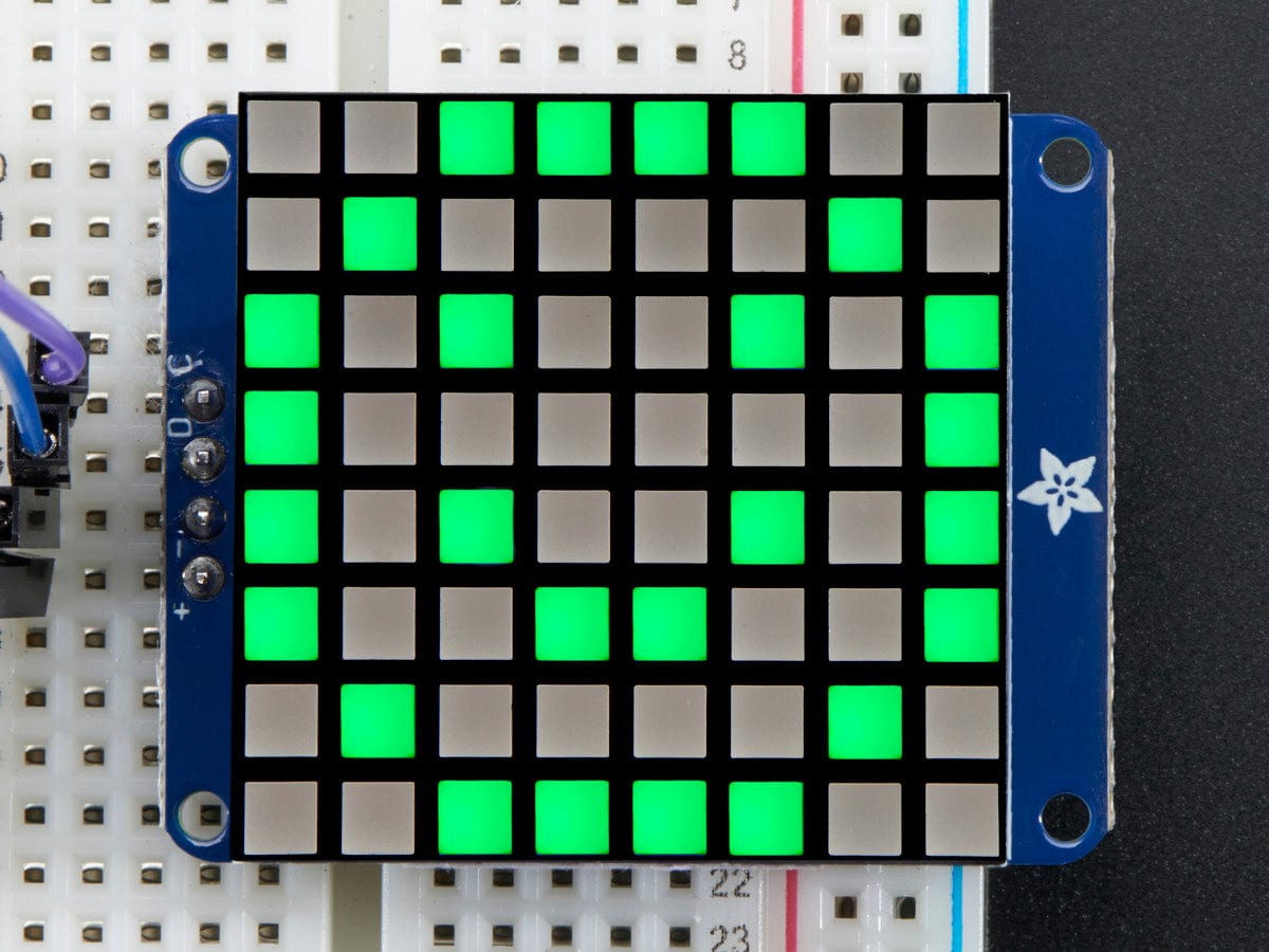 Small 1.2" 8x8 Bright Square Pure Green LED Matrix + Backpack - The Pi Hut