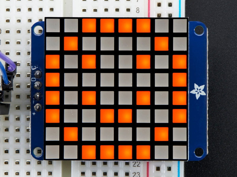 Small 1.2" 8x8 Ultra Bright Square Amber LED Matrix + Backpack - The Pi Hut