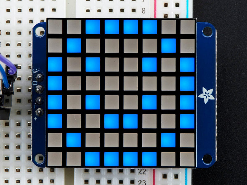 Small 1.2" 8x8 Ultra Bright Square Blue LED Matrix + Backpack - The Pi Hut