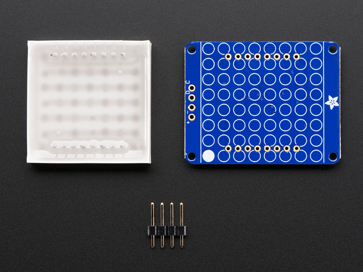 Small 1.2" 8x8 Ultra Bright Square Blue LED Matrix + Backpack - The Pi Hut